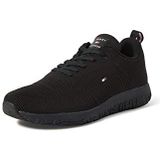 Tommy Hilfiger Heren Sneakers Corporate Knit Rib Runner, Wit, 42, zwart, 46 EU