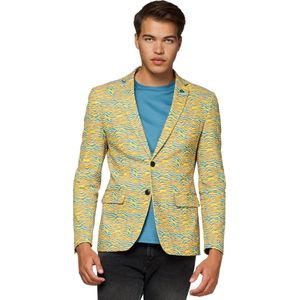OppoSuits Deluxe Retro - Heren Blazer - 80's Animal - Carnavalskleding - Vintage - Electric Yellow - Maat EU 48