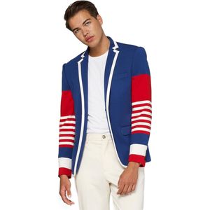 OppoSuits - Dandy Fan - Blazer - Rood/Wit/Blauw - Katoen/Jersey