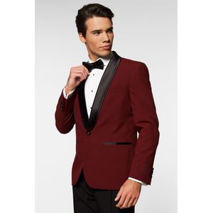 OppoSuits Hot Burgundy - Heren Tuxedo Smoking met Vlinderdas - Chique - Rood - Maat EU 56