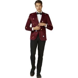 OppoSuits Deluxe X-Mas Icons - Deep Burgundy - Kerst - Heren Kerst Blazer - Bordeaux - Maat: EU 46