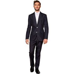 Suitmeister - Gangster Kostuum - Heren Pak - Zwart - Polyester