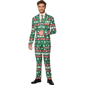 Suitmeister Christmas Green Nordic - Mannen Kerst Kostuum - Kerstpak - Kerst Outfit - Groen - Maat - L