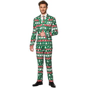 Suitmeister Christmas Green Nordic - Heren Pak - Kerst - Groen - Maat: XXL