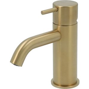 Wastafelmengkraan hotbath cobber 1-hendel gebogen 14.3 cm geborsteld messing pvd