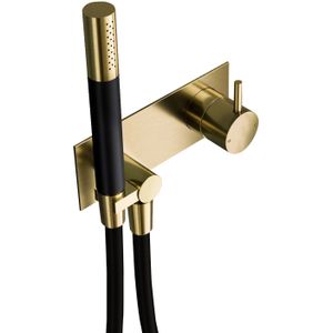 Inbouw Douchemengkraan Hotbath Cobber incl. Doucheslang en Handdouche Geborsteld Messing PVD