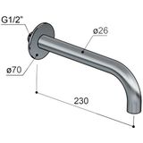 Hotbath Cobber 70 baduitlaat - 22,5 098 NB gepolijst messing CB7098NB