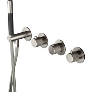 Hotbath Cobber X CX7071EXT Afbouwdeel Inbouwthermostaat 2 Stopkranen - Geborsteld Nikkel - Kranen - Badkranen - Inbouw Badkranen - 8719874203883