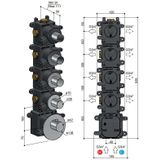 Hotbath Archie ARHF014 afbouwdeel van inbouwthermostaat 4 stopkranen