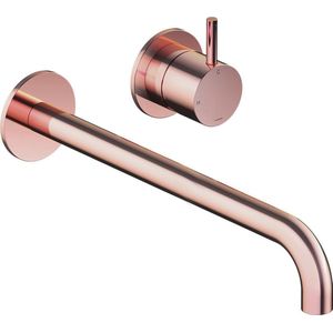 Wastafelmengkraan Hotbath Cobber Inbouw 3+3 Inbouwsysteem 1-hendel Gebogen 25 cm Roze Goud