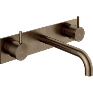 Hotbath Cobber afbouwdeel wastafelmengkraan met achterplaat en 18 cm uitloop verouderd messing CB006TEXT18AB