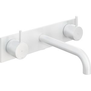 Hotbath Cobber afbouwdeel wastafelmengkraan met achterplaat en 18 cm uitloop mat wit CB006TEXT18WH