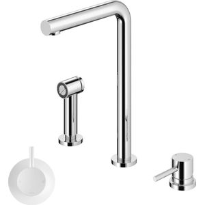 Hotbath - Fellow - Keukenmengkraan - Mat Wit - 3-gats - Draaibare Uitloop