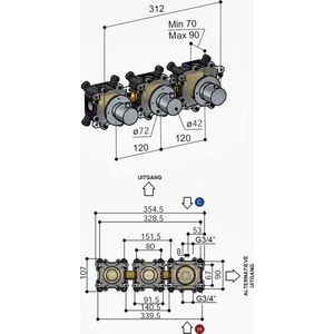 Hotbath Cobber CB7067EXT Afbouwdeel Voor Inbouwthermostaat Met 2 Stopkranen - Mat Zwart - Kranen - Badkranen - Inbouw Badkranen - 8719874208444