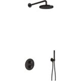 Hotbath Cobber IBS20A inbouw douche set met 2 weg stop omstel geborsteld nikkel staafdouche wandarm 38,5cm douchekop 20cm