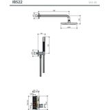 Hotbath Cobber IBS22 inbouw douche set met 2 pushbuttons chroom staafdouche wandarm 38,5cm douchekop 20cm