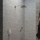 Hotbath Cobber IBS22 inbouw douche set met 2 pushbuttons geborsteld nikkel staafdouche plafondbuis 15cm douchekop 20cm