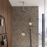 Hotbath Cobber IBS22 inbouw douche set met 2 pushbuttons mat zwart staafdouche wandarm 38,5cm douchekop 20cm