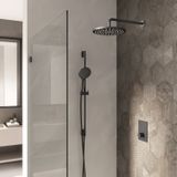 Hotbath Cobber IBS23 inbouw douche set met 2 pushbuttons geborsteld nikkel staafdouche wandarm 38,5cm douchekop 20cm