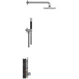 Hotbath Cobber IBS24 inbouw douche set met 2 pushbuttons chroom staafdouche wandarm 38,5cm douchekop 20cm