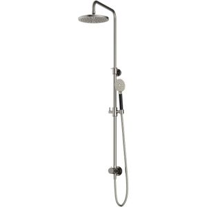 Hotbath Cobber Opbouw Regendoucheset Met Omstel, Hoofddouche 20cm En Ronde Handdouche Geborsteld Nikkel