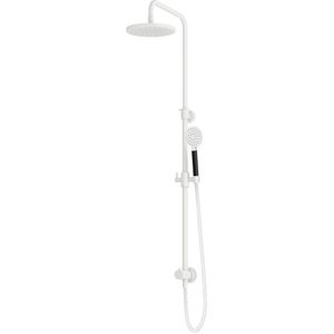 Hotbath Cobber M438 Stortdoucheset Zonder Mengkraan - Hoofddouche 20cm - Ronde Handdouche - Mat Wit - Messing - Kranen - Douchekranen - Douchesets