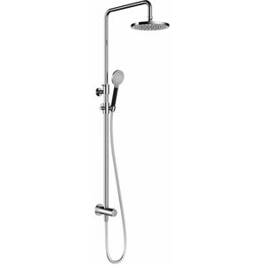 Hotbath Cobber M438 regendoucheset met omstel en 150cm doucheslang met 20cm ronde hoofddouche ronde handdouche zwart mat M438BL1