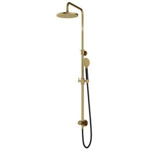 Hotbath Cobber Opbouw Regendoucheset Met Omstel, Hoofddouche 20cm En Ronde Handdouche Geborsteld Messing PVD