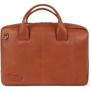 Plevier Gherkin Gherkin Koffer Leer 40 cm Laptop compartiment cognac