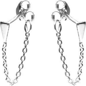 Karma - 925 Sterling Zilveren Chain Mini Cone Oorknoppen - Zilver