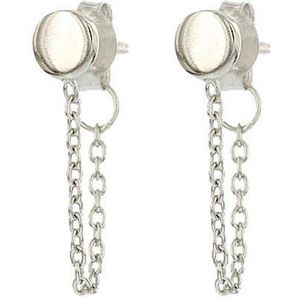 Karma - Chain Mini Disc Oorknoppen - Zilver - 925 Sterling Zilver
