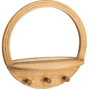 Kidsdepot - Maja - Wandrek - Beige - Riet - Rond met Spiegel en Haakjes