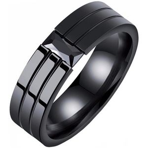Mendes edelstaal heren ring Zwart Edelsteen-18mm