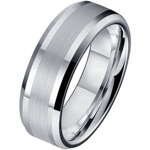 Wolfraam heren ring Geborstelde streep 8mm-21mm