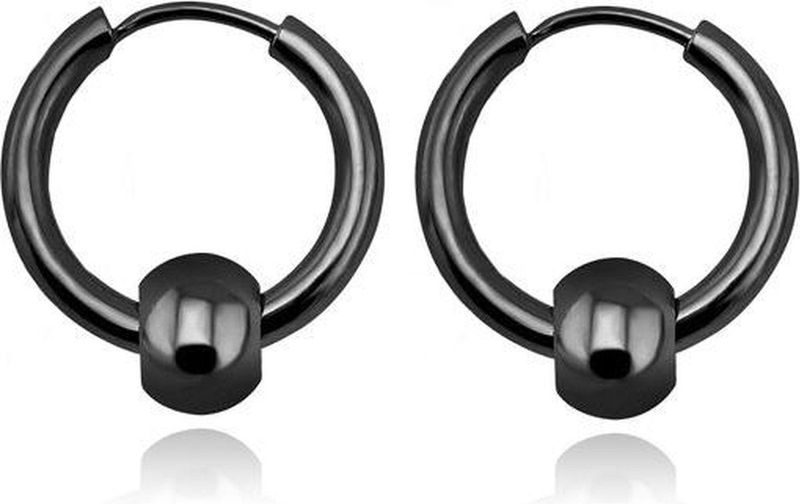 Stalen creolen Flexible Bead Black-14mm