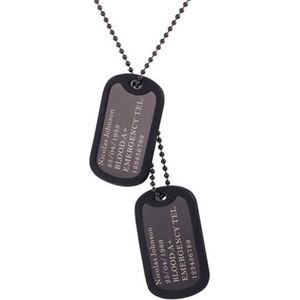 Mendes Dogtag kettinghanger edelstaal Zwart