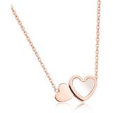 Cilla Jewels - Double Heart - Ketting - Rosegoud - Edelstaal - Inclusief Hanger