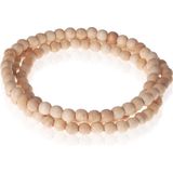 Memphis Jewelry - Houten Kralen Ketting - Beige - 90cm - Stevig Koord