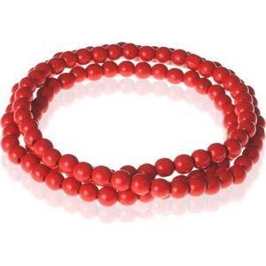 Rode Houten Kralen Ketting 90cm 90cm