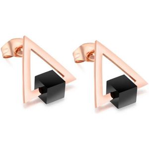 Cilla Jewels - Oorknoppen - Triangle - Rosegoud - Edelstaal