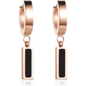Cilla Jewels oorringen Titanium Rose met Zwart