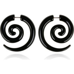 Tribal bone oorbellen Black Spiral
