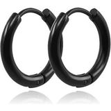 Smalle edelstaal oorringen Zwart-12mm