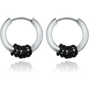 Stalen creolen Flexible Rings Silver Black-16mm