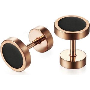 Mendes - Oorknopjes - Roségoud - Edelstaal - Zwarte PVD Coating
