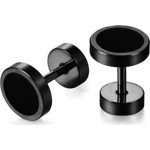 Mendes heren oorbellen edelstaal Barbell Black - 8mm