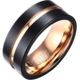 Mendes - Tungsten Herenring - Mat Zwart - Roségoud Verguld - 8mm Breed