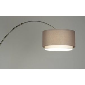 Booglamp - Bruin/Wit - Uitschuifbaar - Staal - Dubbele Lampenkap