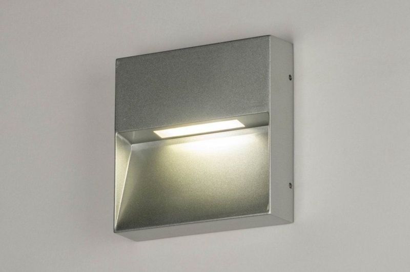 Vierkante Led Wandlamp - Grijs - Aluminium