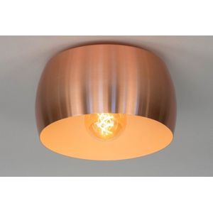 Roodkoperen, luxe plafondlamp voorzien van een softtone binnenzijde, geschikt voor led verlichting.